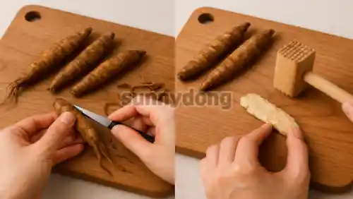 글의 이해를 높이기 위한 더덕 손질 이미지