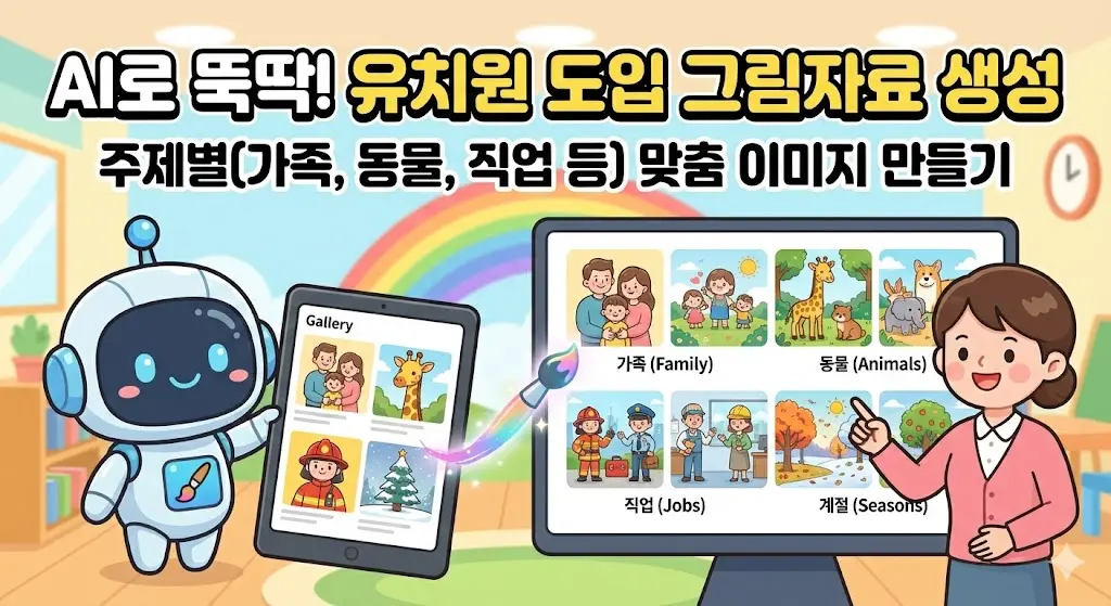 주제별 도입 그림자료 생성 (가족, 동물, 직업, 계절 등)