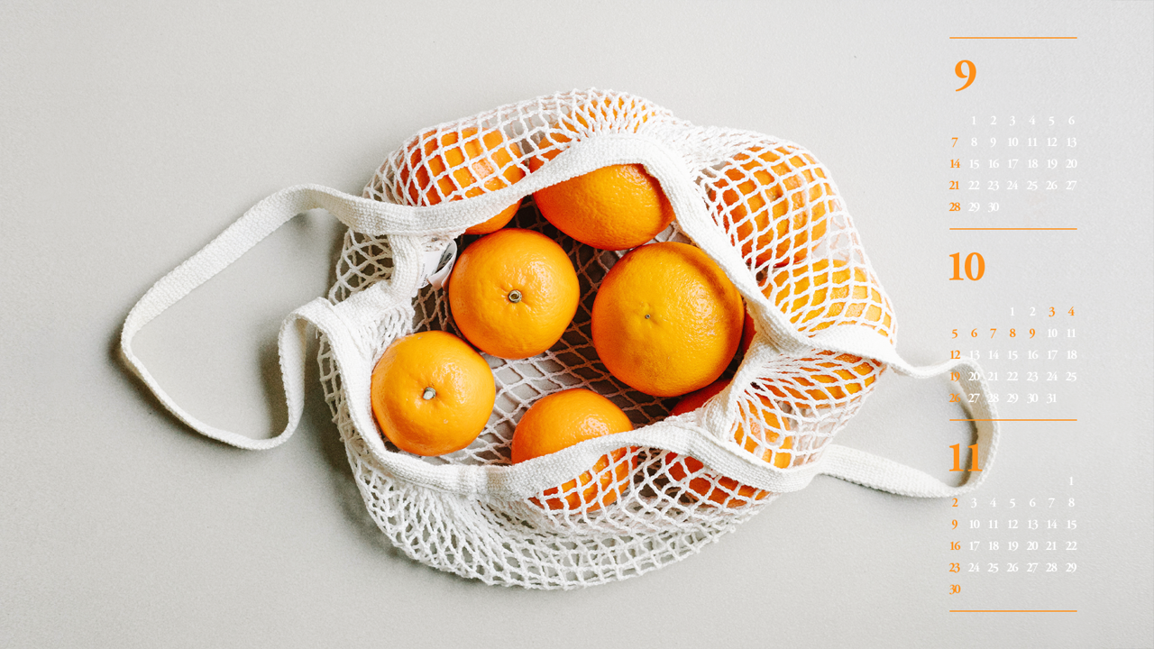 05 장바구니 속 오렌지 B - 2025년10월 노트북배경화면