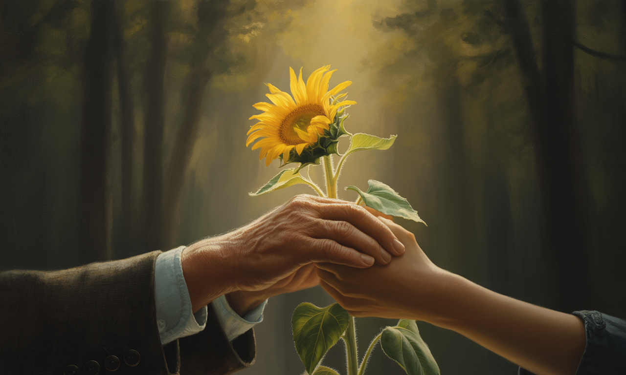 어려운 순간에도 빛이 되어준 당신의 존재가 어떻게 위로와 긍정적인 영향을 주었는지 보여주는 그림