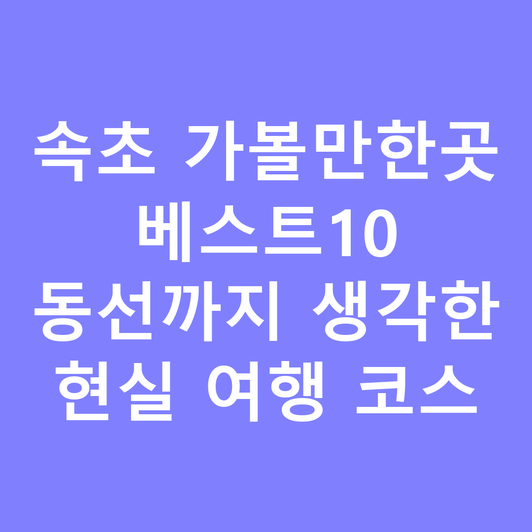 속초 가볼만한곳 베스트10 동선까지 생각한 현실 여행 코스