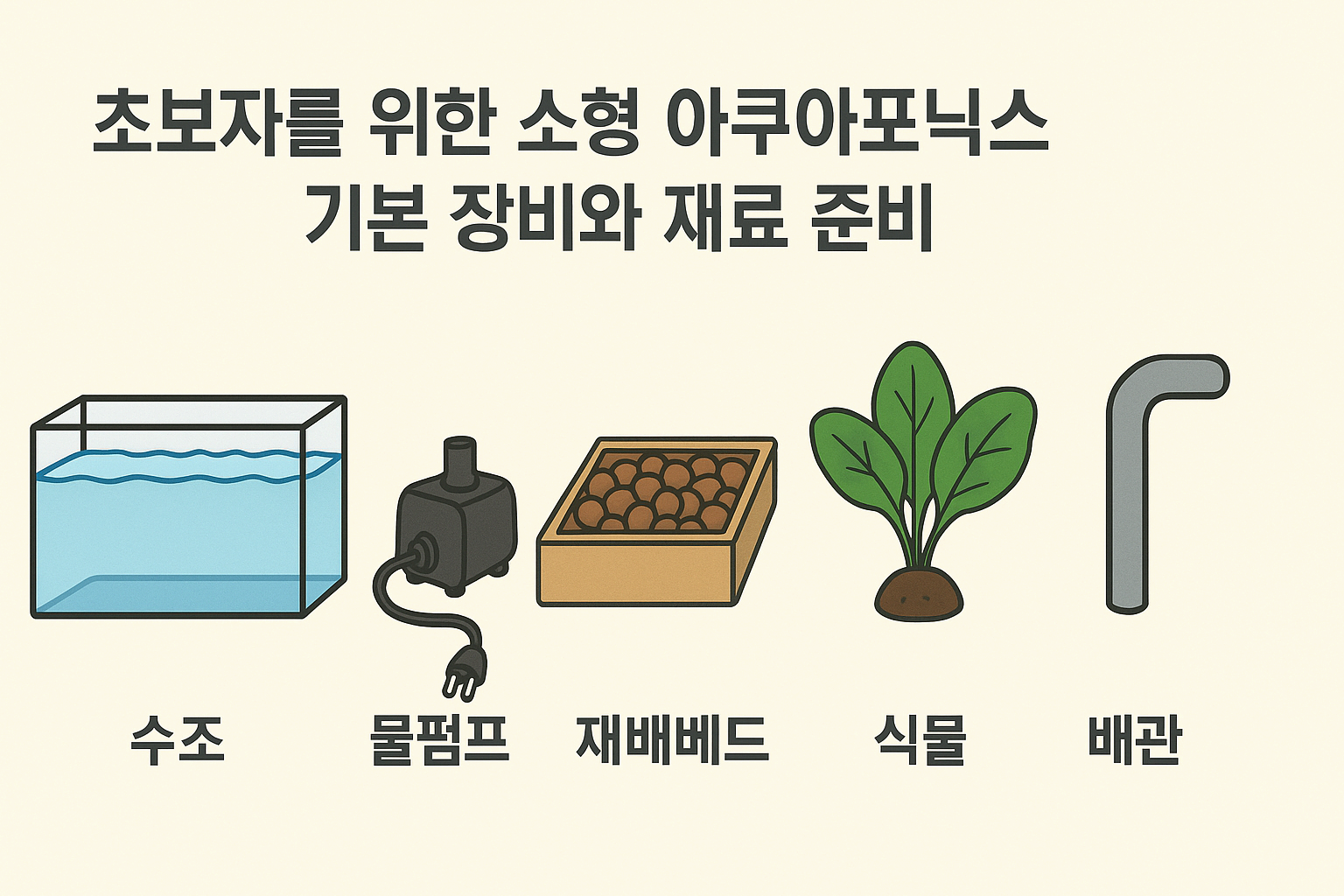 초보자를 위한 소형 아쿠아포닉스 기본 장비와 재료 준비