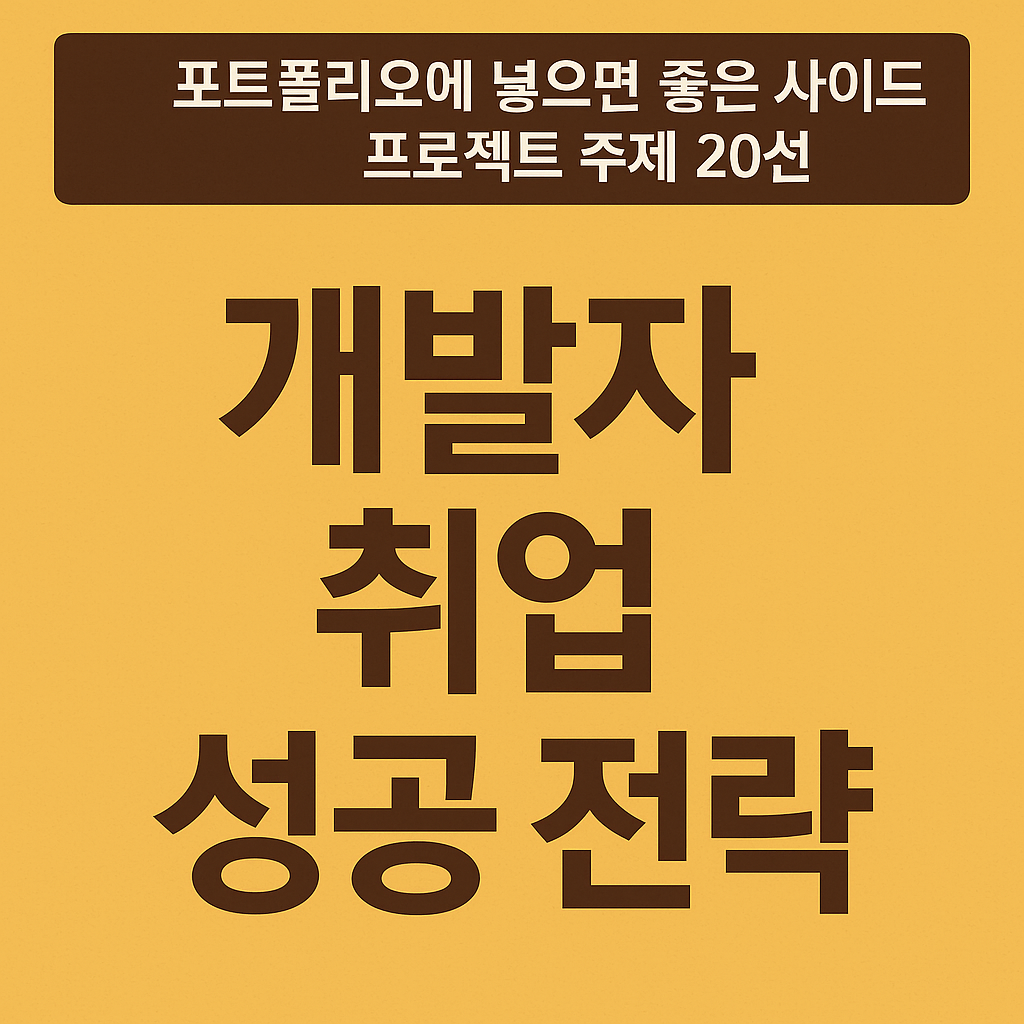 포트폴리오에 넣으면 좋은 사이드 프로젝트 주제 20선: 개발자 취업 성공 전략