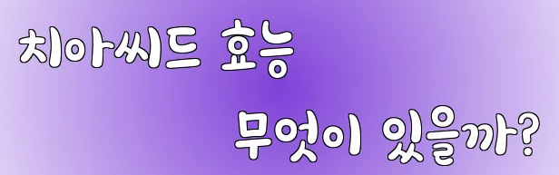치아씨드 효능 무엇이 있을까?