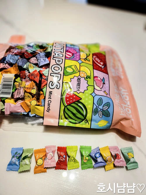 샤오커오라 무설탕 비타민C 캔디 봉지와 낱개