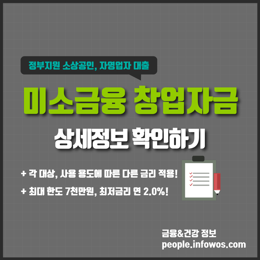 미소금융 창업자금 상세정보