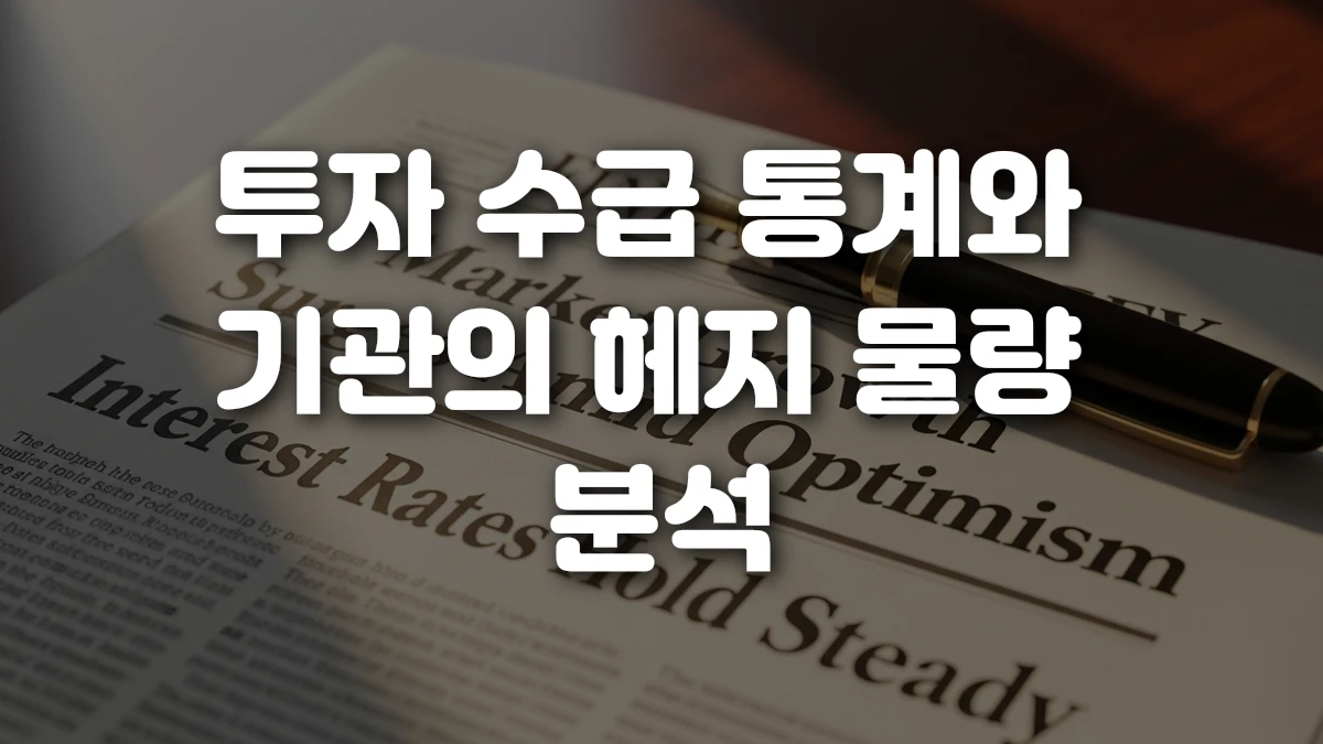 투자 수급 통계와 기관의 헤지 물량 분석