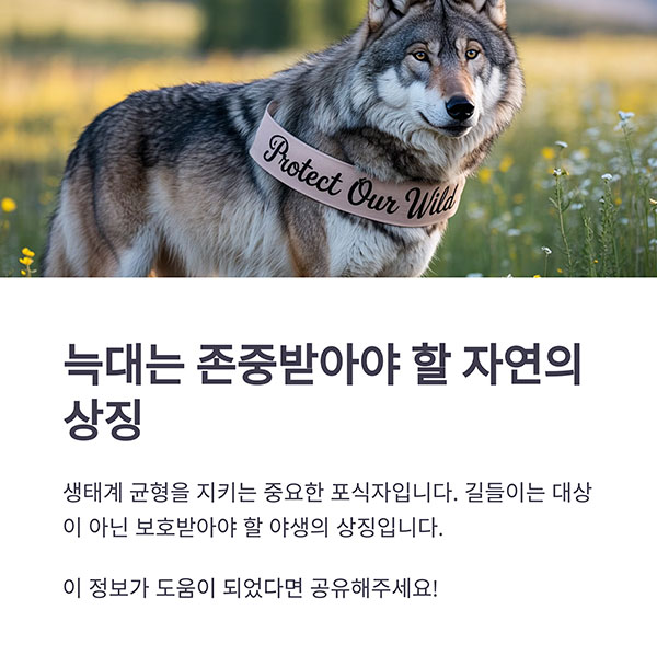 길들이는 존재가 아니라, 존중받아야 할 자연의 상징입니다