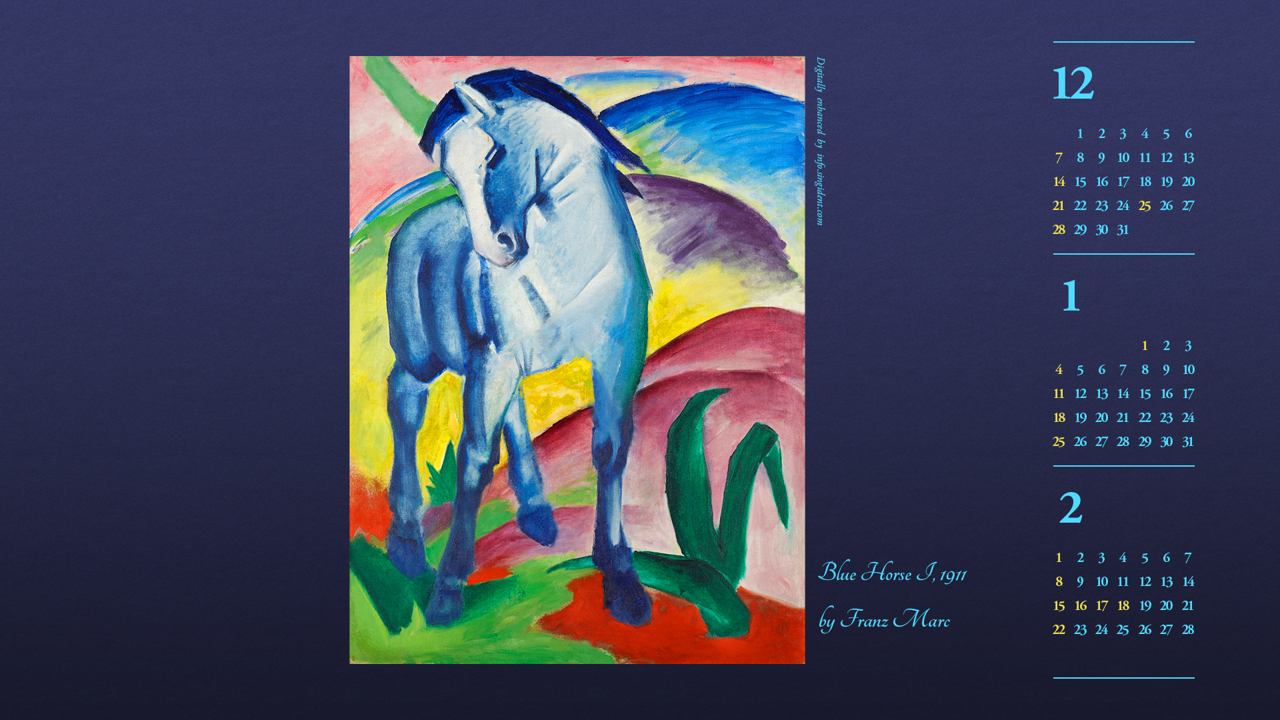 08 푸른 말 I B - 2026년1월 달력배경화면
