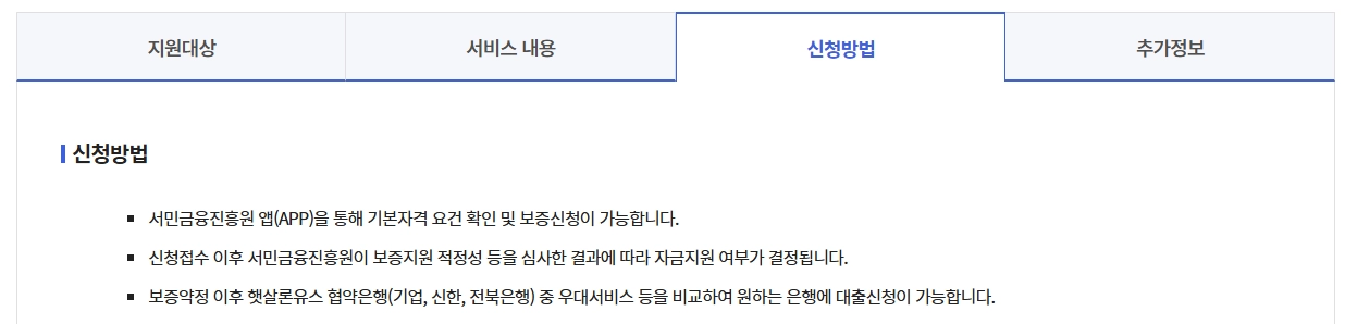 햇살론유스 신청자격확인하기