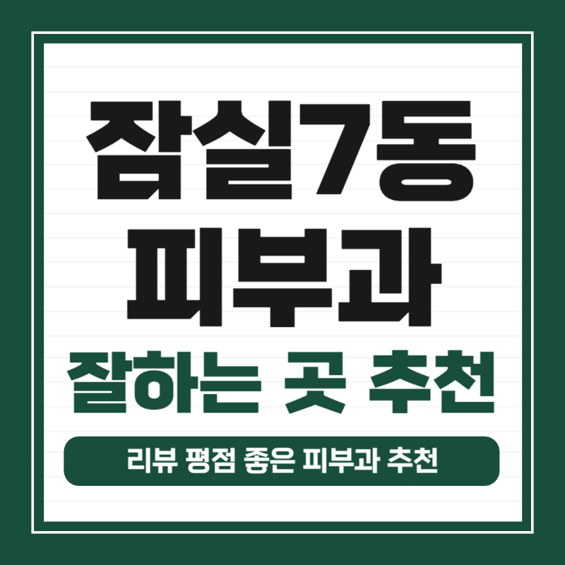 송파구 잠실7동 피부과 유명한 곳 모공 레이저 잘하는 곳 추천 TOP 5