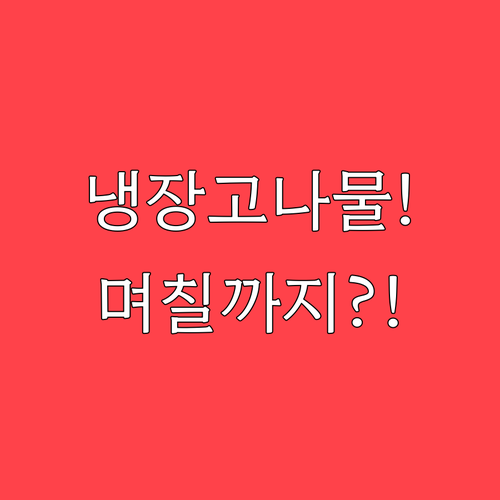 냉장고 나물 반찬 며칠까지 먹을 수 ..