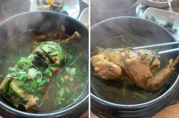 뚝배기에 딱 맞는 닭고기 크기