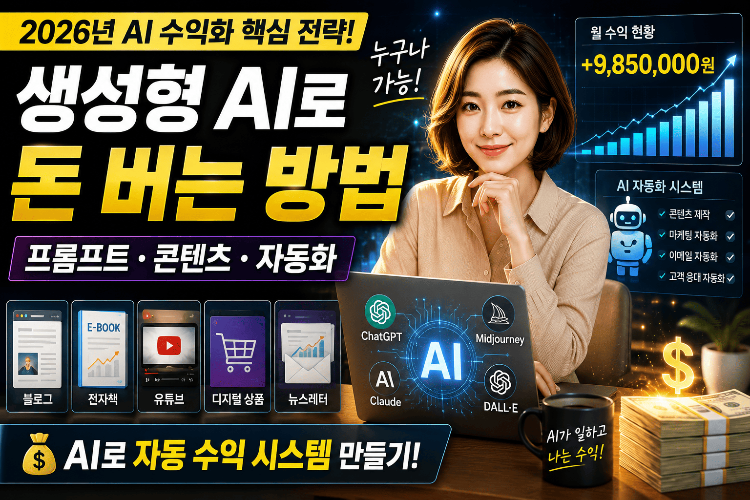 생성형AI 수익화 (프롬프트, 콘텐츠, 자동화)