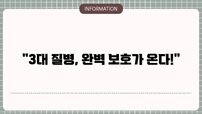 메리츠화재 3대질병보장보험 주요 보장 내용 정리 💊