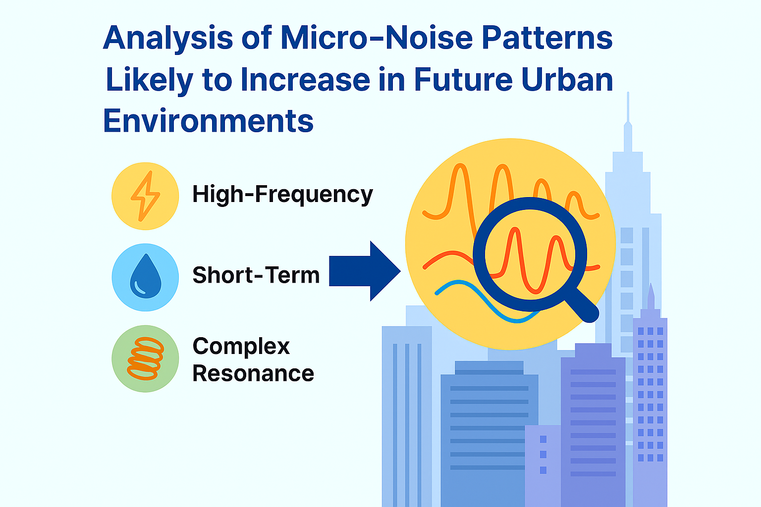 미래 도시 환경에서 증가할 가능성이 높은 미시소음 구조를 시각적으로 분석한 인포그래픽