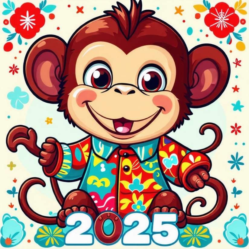 2025년 원숭이띠 운세(재물운, 연애운, 건강운)을 나타내는 원숭이띠이미지입니다.