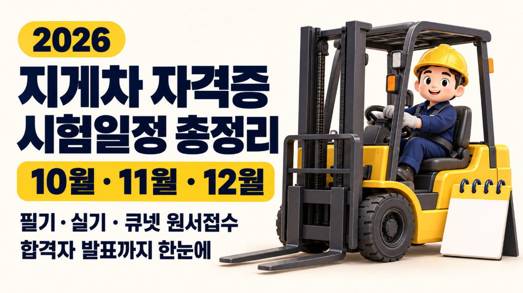 2026 지게차 자격증 시험일정 총정리｜10월&middot;11월&middot;12월 필기 실기 일정&middot;큐넷 원서접수&middot;합격자 발표