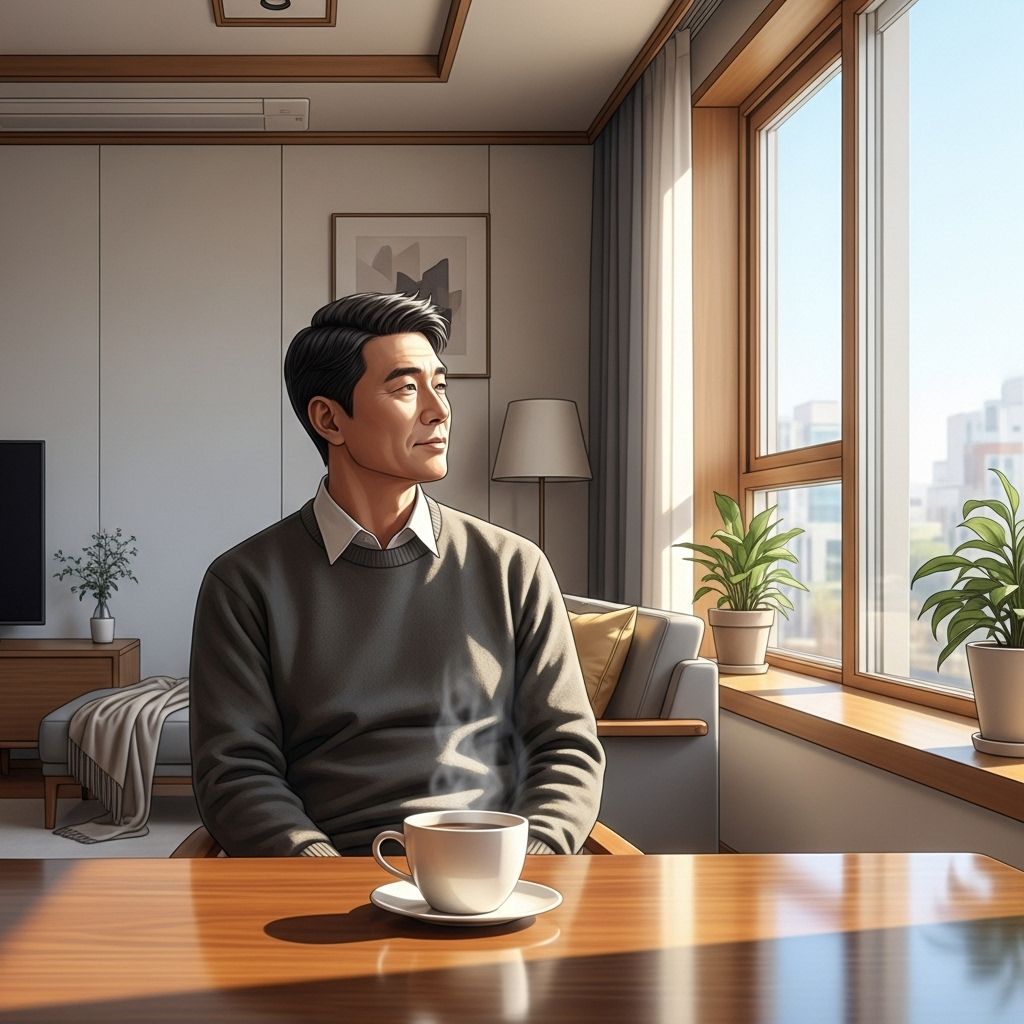 심야약국5, 커피를 마시고 있는 남성