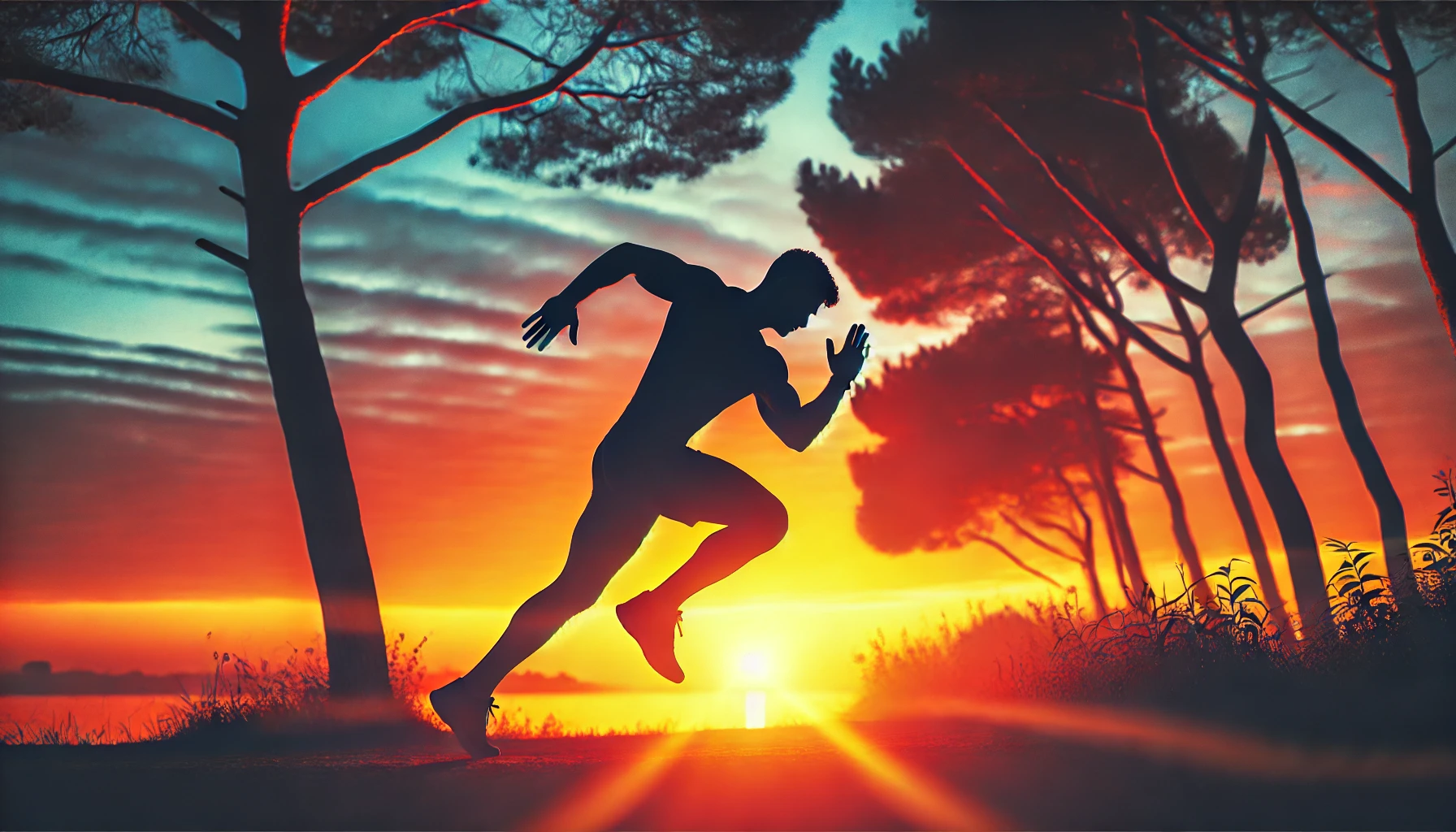 야외에서 운동하는 사람의 실루엣