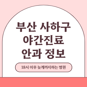 부산 사하구 야간진료 안과 병원 (18시 이후 늦게까지하는 병원)