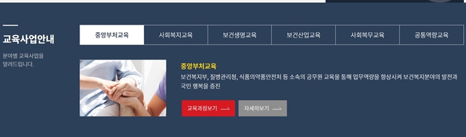 한국보건복지인력개발원 사이버교육 홈페이지
