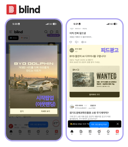 블라인드 자동차 업종 광고 사례, BYD 광고 사례