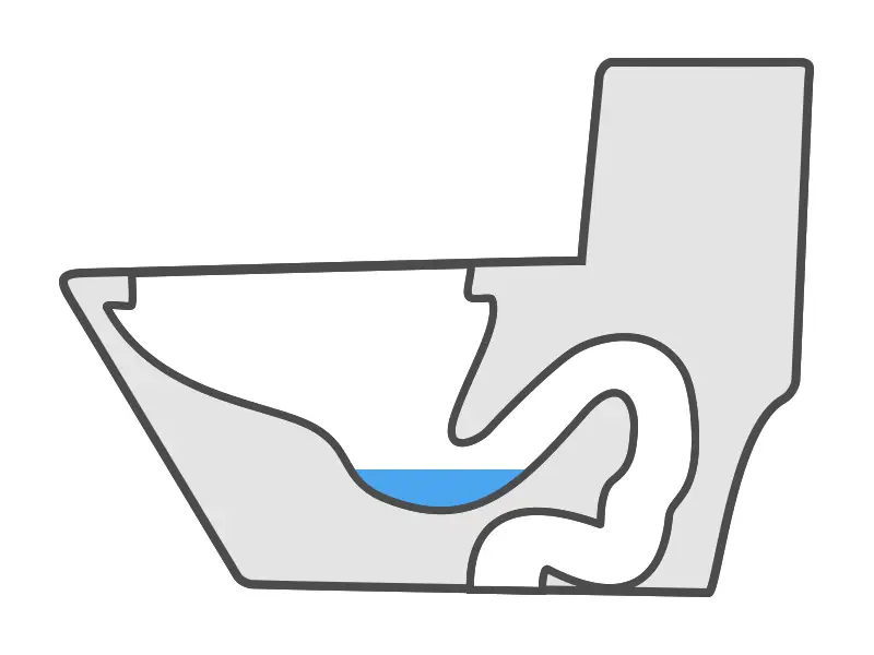 양변기 봉수가 낮아져 봉수파괴가 일어난 경우