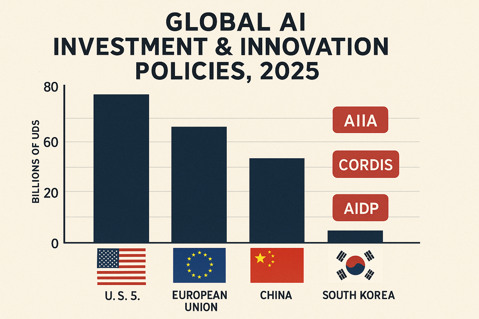 2025년 글로벌 AI 투자 및 혁신 정책 비교 그래프