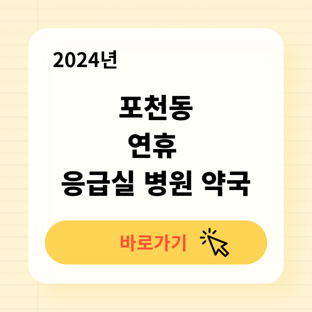 포천동 추석연휴 설연휴 문 여는 응급실 병원 약국