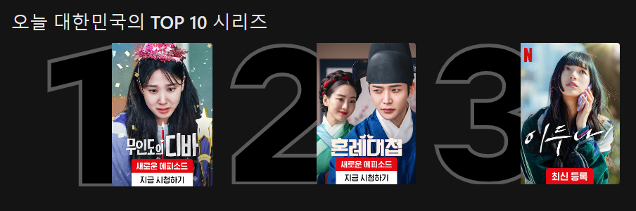 넷플릭스 인기순위(11월 3일 기준)
