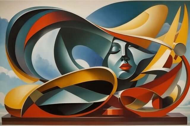 여성의 얼굴을 형상화 한 미술 작품.