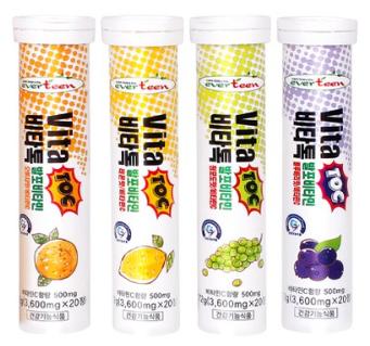 에버틴 비타톡 발포 비타민, 1세트, 블루베리맛 72g + 레몬맛 72g + 오렌지맛 72g + 청포도맛 72g