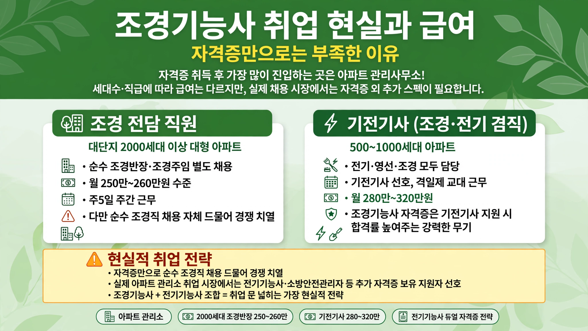 조경기능사 응시자격 취업 현실 급여