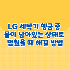 LG 세탁기 헹굼 중 물이 남아있는 상태로 멈췄을 때 해결 방법