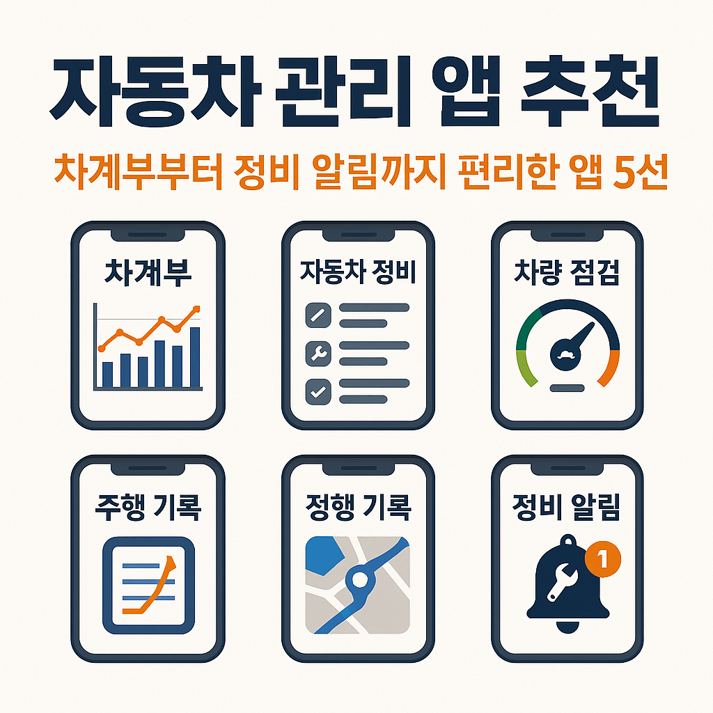 자동차 관리 앱 추천: 차계부부터 정비 알림까지 편리한 앱 5선