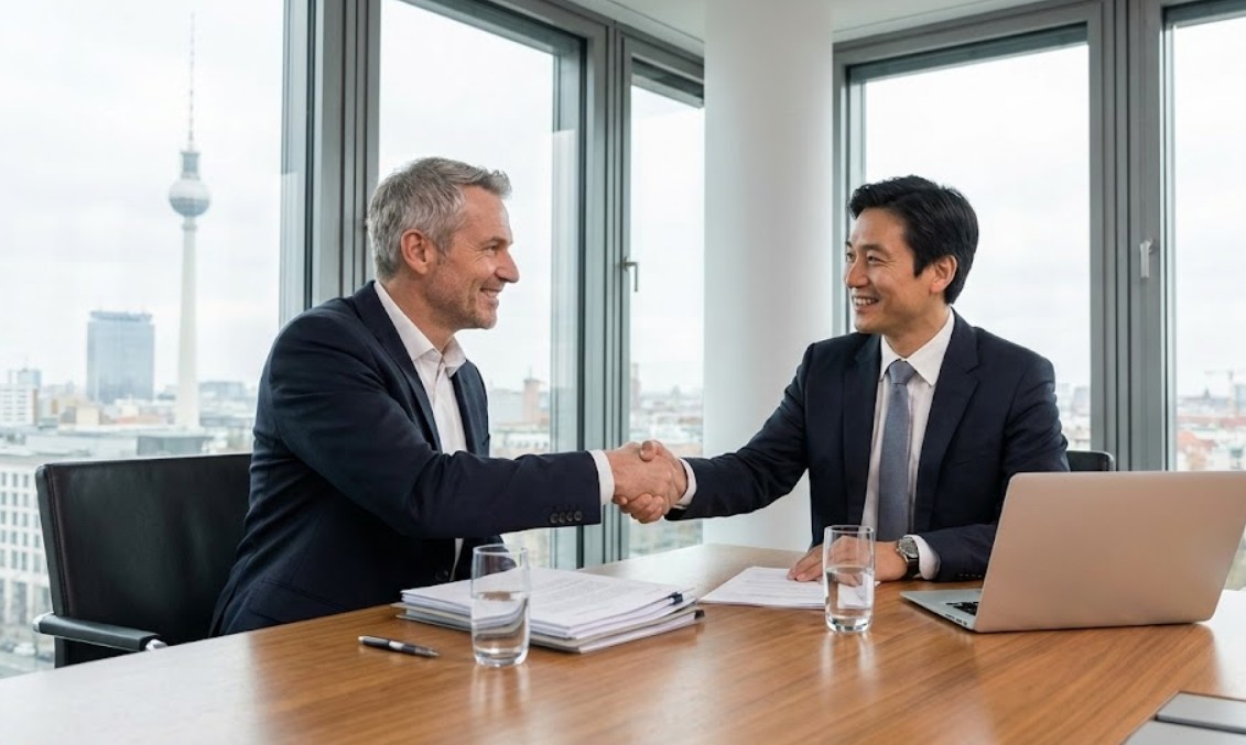 독일 비즈니스 미팅 후 악수