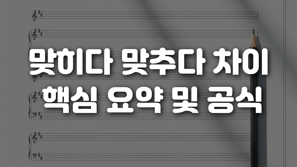 맞히다 맞추다 차이 핵심 요약 및 공식