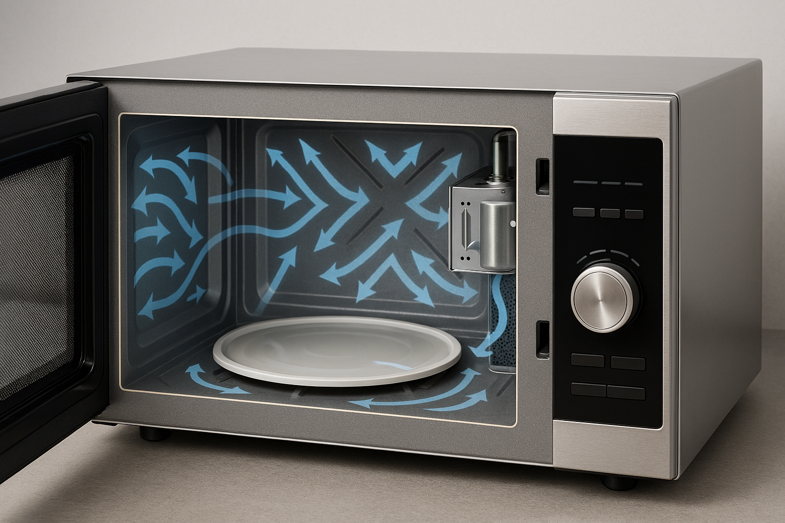 전자파가 외부로 새지 않도록 설계된 전자레인지 구조 이미지