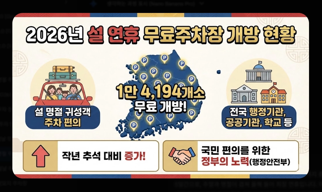 명절 무료주차장 확인(2026년, 설 연휴, 개방 현황)(+ 조회 방법)