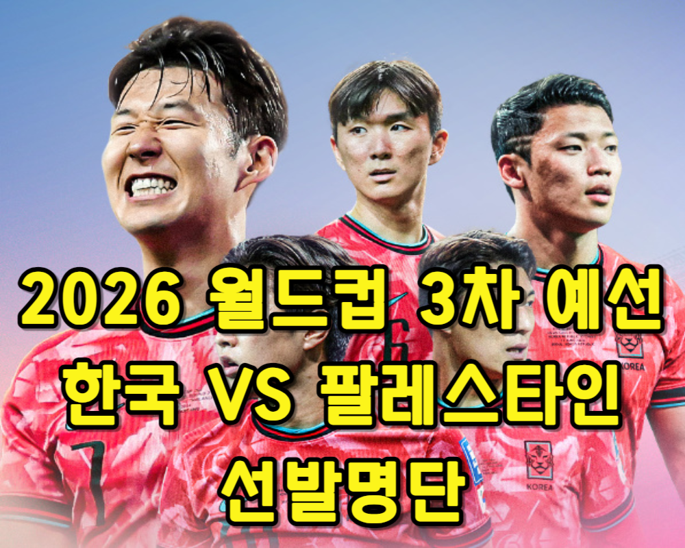 월드컵 3차 예선 한국 VS 팔레스타인 선발명단