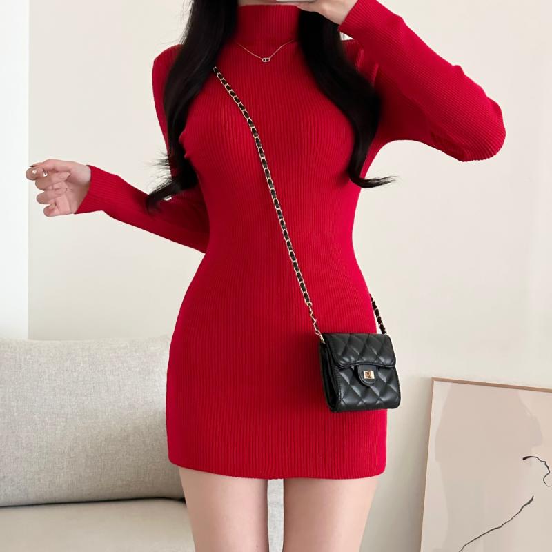 반목니트원피스 크리스마스파티룩 크리스마스원피스