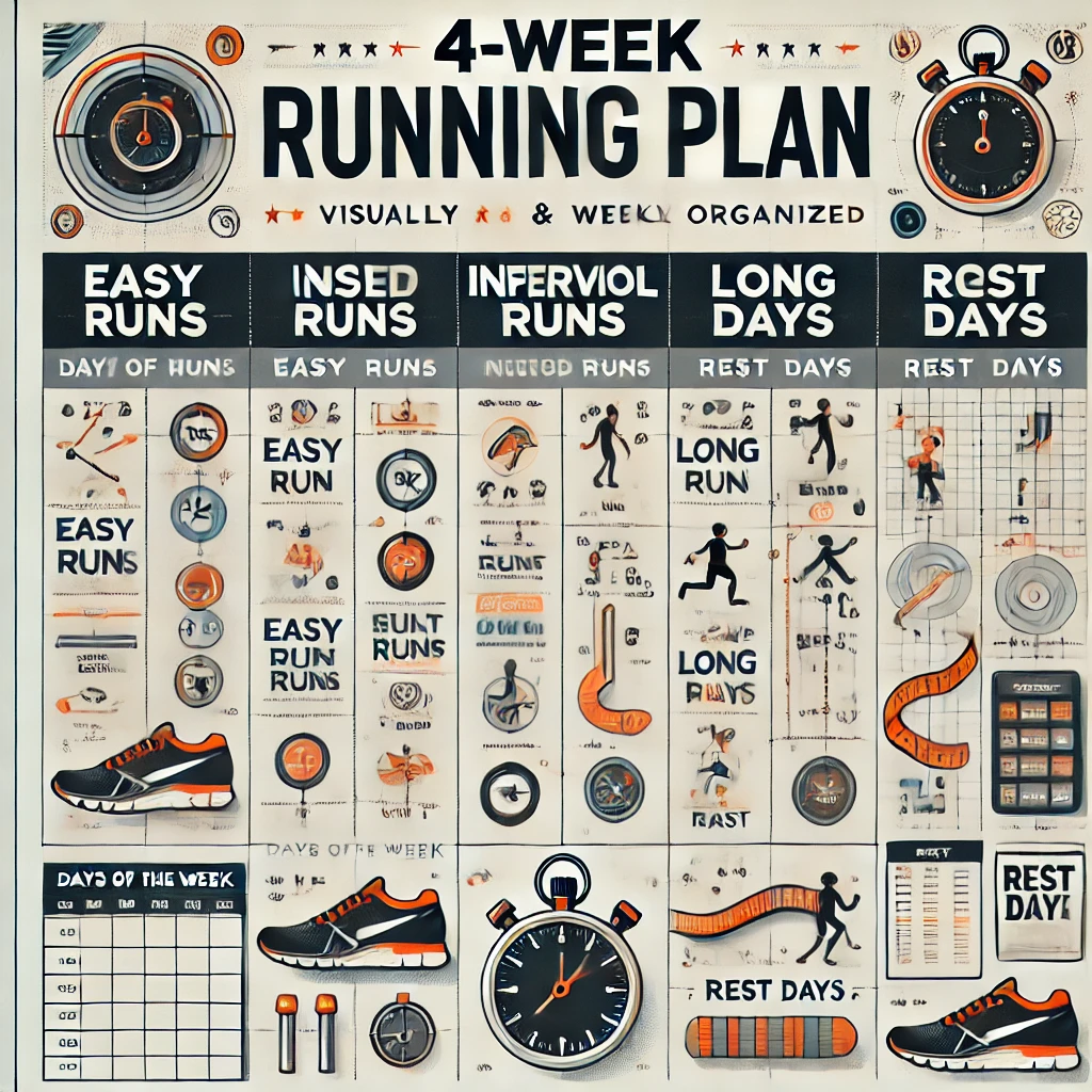 초보 러너를 위한 4주 러닝 다이어트 계획표