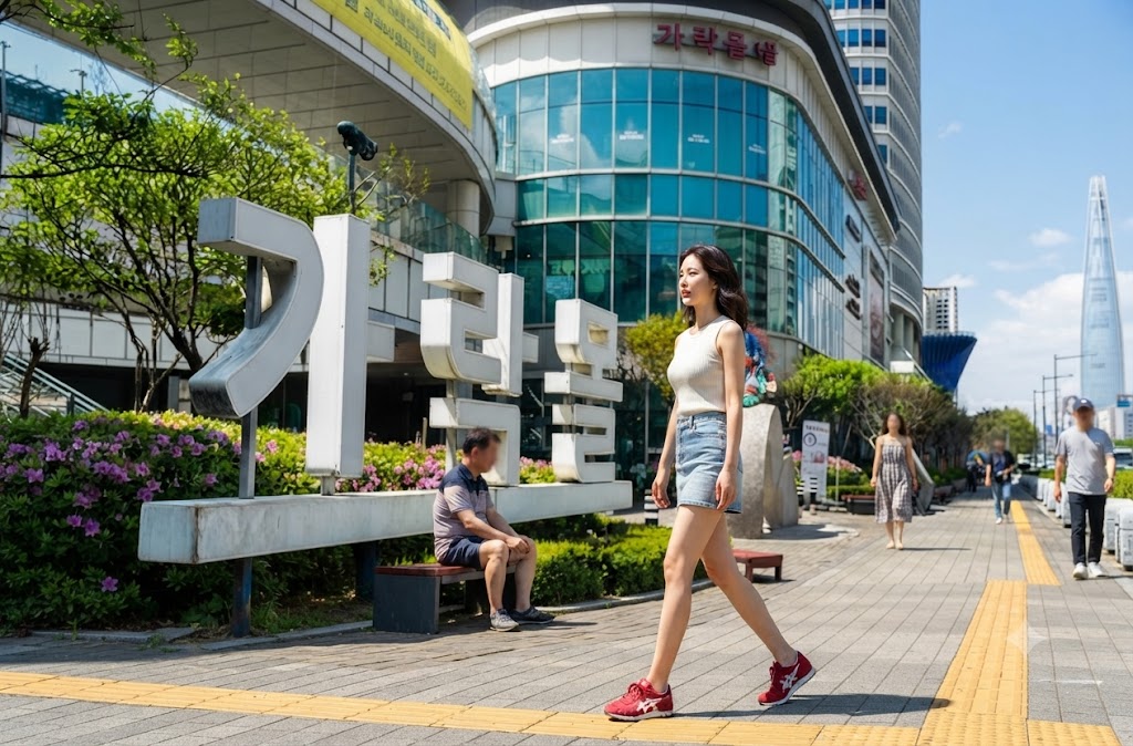 가락동에 사는 여성이 남한산성행 버스를 타기 위해 걸어가는 모습
