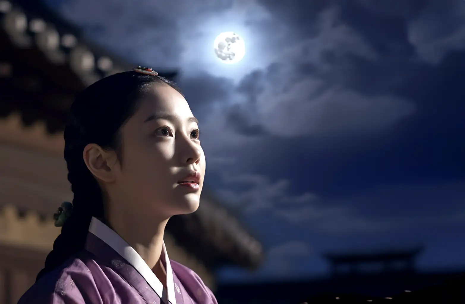 보름달을 바라보는 어린이
