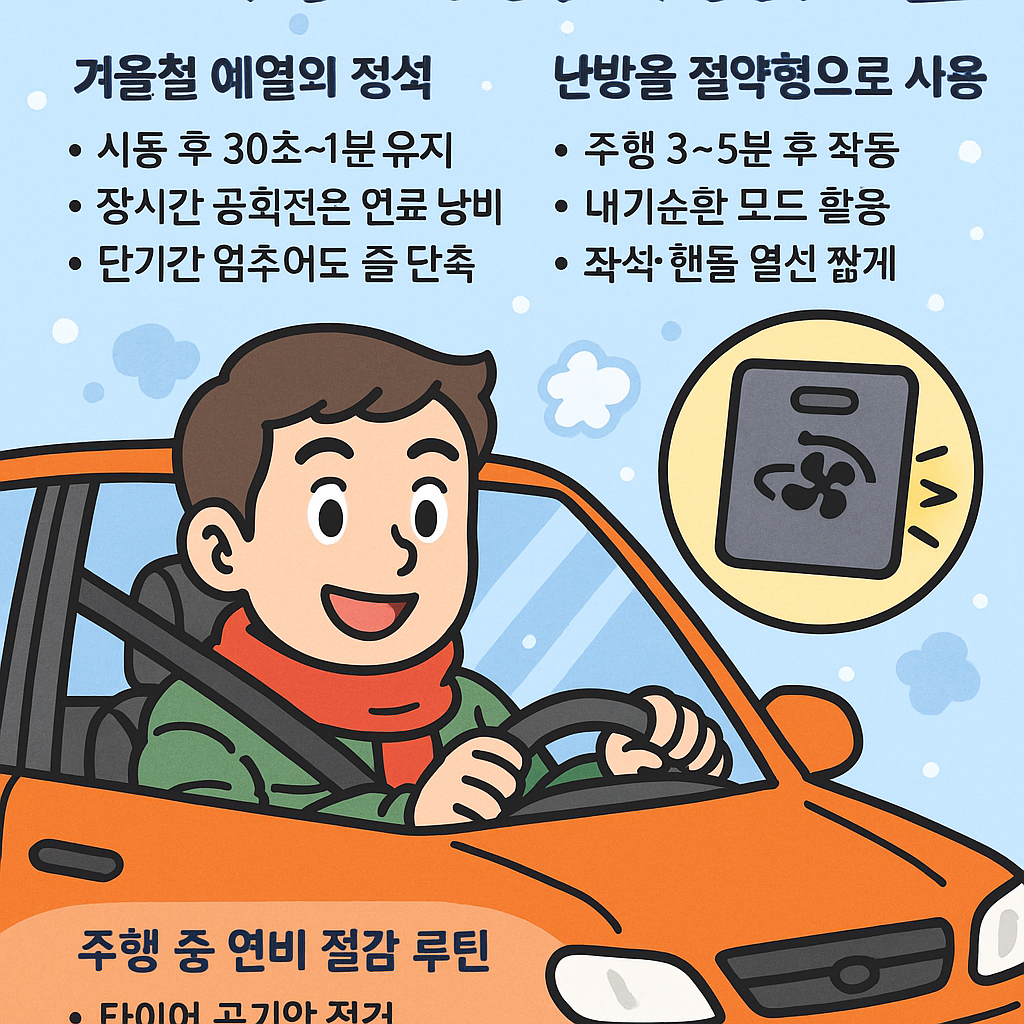 겨울철 연료비 절감: 자동차 예열·난방의 정석 루틴