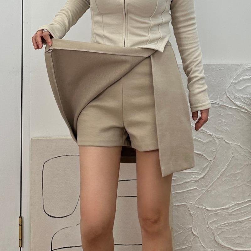 랩 트임 치마바지 겨울 스웨이드 3부 반바지 팬츠