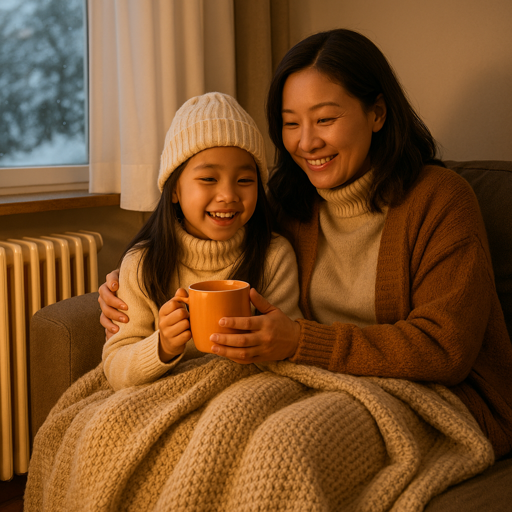 따듯함에 행복한 두 모녀