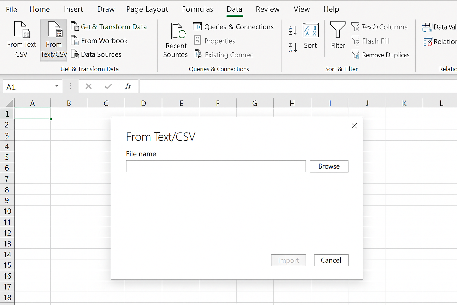 외부 데이터 가져오기 단축키 관련 사진