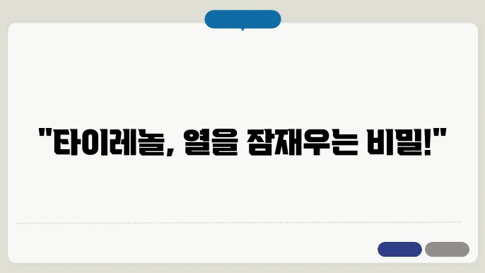 해열제로서 타이레놀 효능의 몠든 것